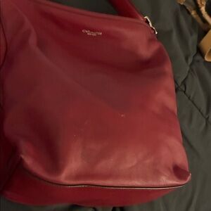 Coach Deep Red Leather Shoulder Bag